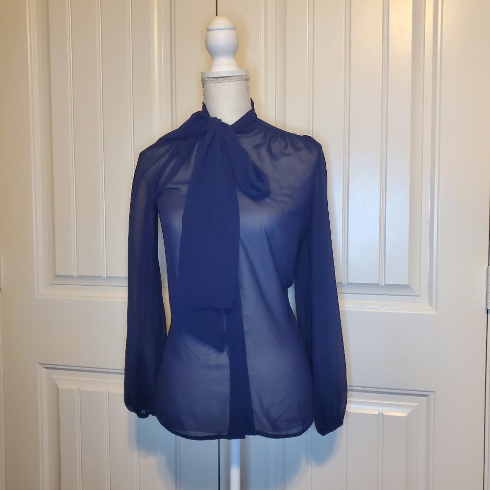 New York &  Company Sheer Bowtie Blouse